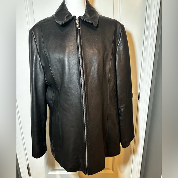 Black Genuine Leather Jacket Wilsons Leather Thinsulate Red Quilted Lining XXL - Picture 9 of 16